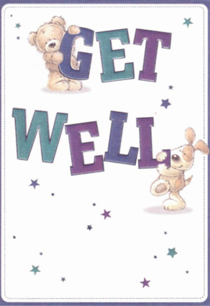 Steeped in the gentle spirit of Ickenham, this beautifully illustrated get well card draws inspiration from the sense of neighbourly care that defines the local area. At its heart, a friendly bear and a floppy-eared puppy join forces, embracing and playfully supporting the bold, confident letters of 'Get Well.' Their furry textures-soft and inviting-seem almost tangible, encouraging a sense of soothing touch that echoes the comfort of a familiar local face at St Giles' church fete. The background is a pristine white, offering the perfect canvas for vibrant text in shades of purple, aqua, and teal, each chosen to uplift the mood and inspire hope. Twinkling stars in blue and gentle violet scatter across the scene, calling to mind dusk-time sparkles over Ickenham Green, infusing the composition with a quiet magic. Every brushstroke reflects intention-be it the gentle paw angled just right or the playful arch of lettering-mirroring the careful curation of a get well bouquet hand-delivered by Flowers Ickenham. The design radiates empathy and encouragement-it's as if the card gathers all the neighbourly goodwill and gentle optimism of Ickenham into one heartfelt message. Whether paired with a lush floral arrangement or sent on its own, it is sure to bring much-needed reassurance and kindness to anyone recovering locally.